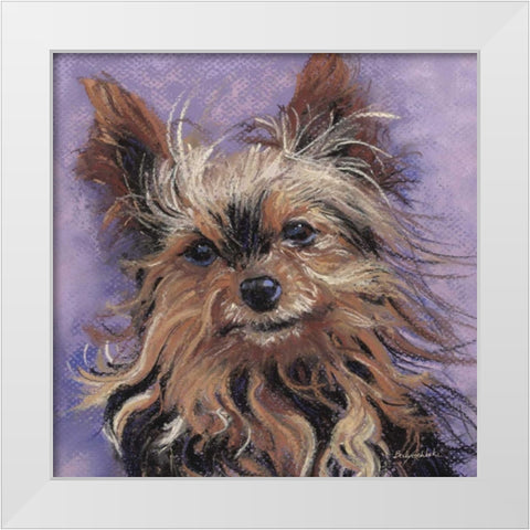 Teacup Yorkie White Modern Wood Framed Art Print by Golubski, Becky