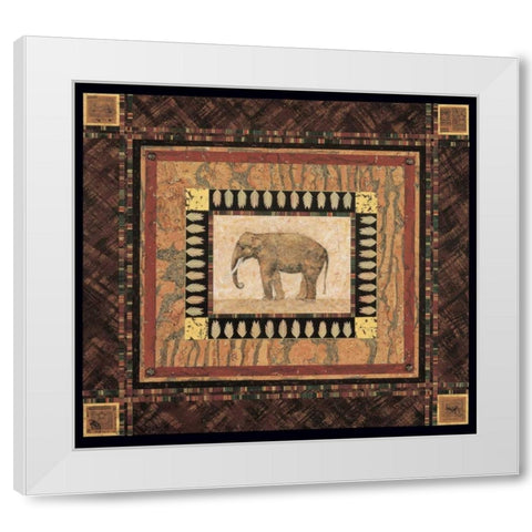 Elephant White Modern Wood Framed Art Print by Gladding, Pamela