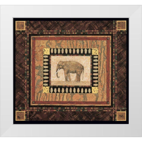 Elephant White Modern Wood Framed Art Print by Gladding, Pamela