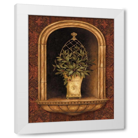 Olive Topiary Niches II White Modern Wood Framed Art Print by Gladding, Pamela