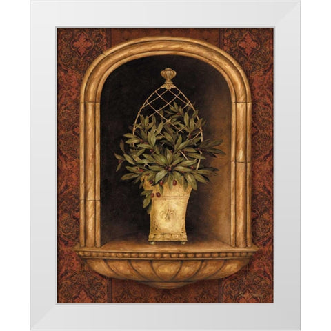 Olive Topiary Niches II White Modern Wood Framed Art Print by Gladding, Pamela