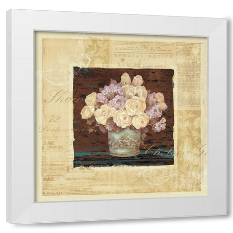 Vintage Rose Yellow White Modern Wood Framed Art Print by Gladding, Pamela