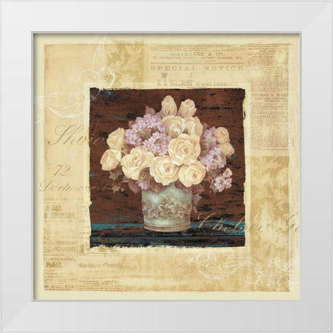 Vintage Rose Yellow White Modern Wood Framed Art Print by Gladding, Pamela