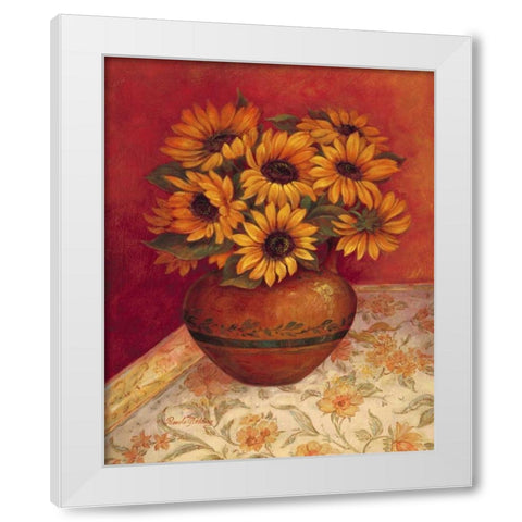 Tuscan Sunflowers I White Modern Wood Framed Art Print by Gladding, Pamela