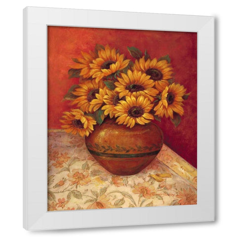Tuscan Sunflowers II White Modern Wood Framed Art Print by Gladding, Pamela