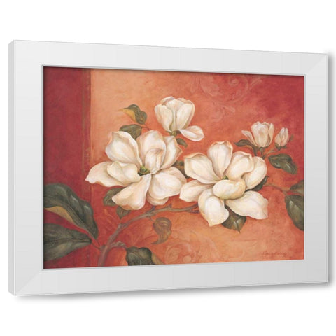 Magnolias White Modern Wood Framed Art Print by Gladding, Pamela