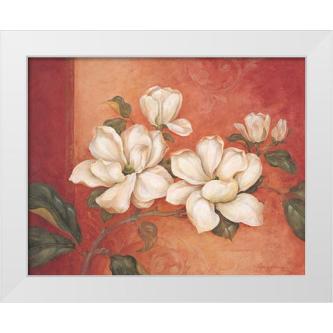Magnolias White Modern Wood Framed Art Print by Gladding, Pamela