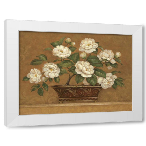 Camellia Tapestry White Modern Wood Framed Art Print by Gladding, Pamela
