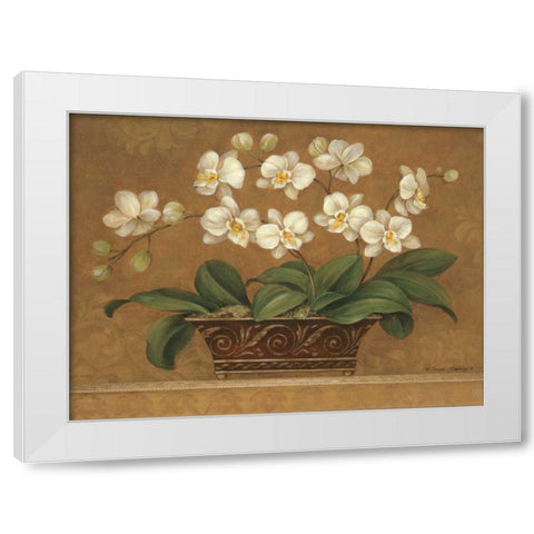 Orchid Tapestry White Modern Wood Framed Art Print by Gladding, Pamela