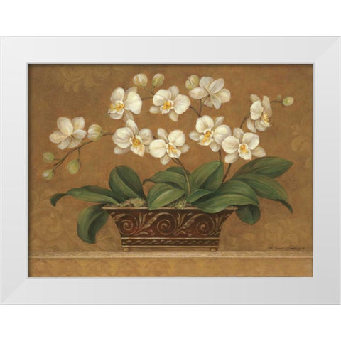 Orchid Tapestry White Modern Wood Framed Art Print by Gladding, Pamela