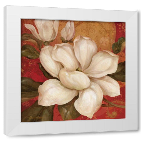 Magnolia on Red I White Modern Wood Framed Art Print by Gladding, Pamela