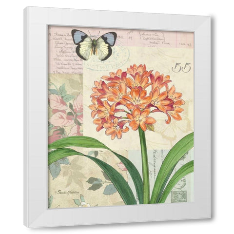 Clivia Floral Collage White Modern Wood Framed Art Print by Gladding, Pamela