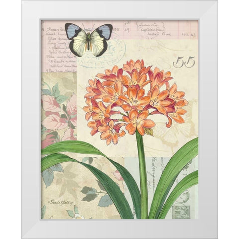 Clivia Floral Collage White Modern Wood Framed Art Print by Gladding, Pamela