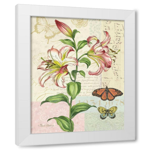 Oripet Lily Collage White Modern Wood Framed Art Print by Gladding, Pamela