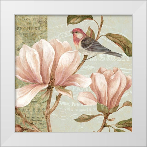 Magnolia Collage I White Modern Wood Framed Art Print by Gladding, Pamela