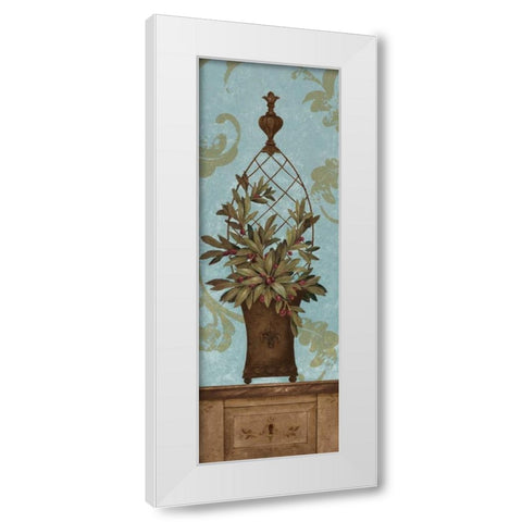 Blue Olive Topiary I White Modern Wood Framed Art Print by Gladding, Pamela