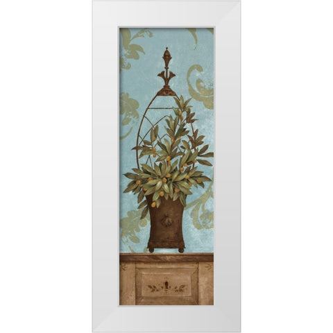 Blue Olive Topiary II White Modern Wood Framed Art Print by Gladding, Pamela