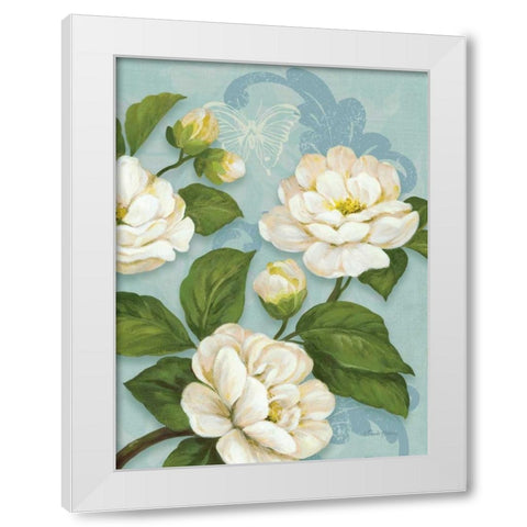 Camellias White Modern Wood Framed Art Print by Gladding, Pamela