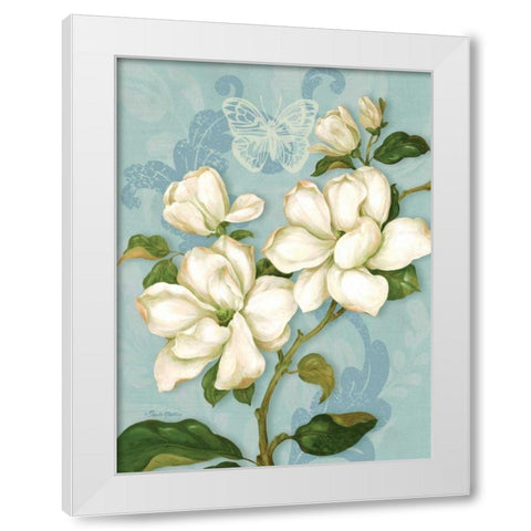 Magnolias White Modern Wood Framed Art Print by Gladding, Pamela