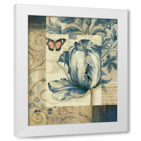Blue Moods Tulip White Modern Wood Framed Art Print by Gladding, Pamela