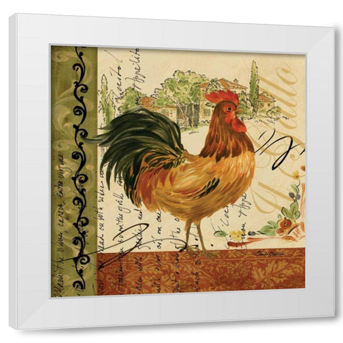 Viva Italia Roosters III White Modern Wood Framed Art Print by Gladding, Pamela