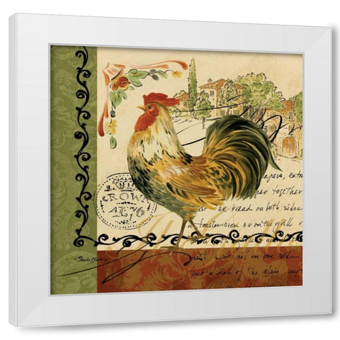 Viva Italia Roosters IV White Modern Wood Framed Art Print by Gladding, Pamela