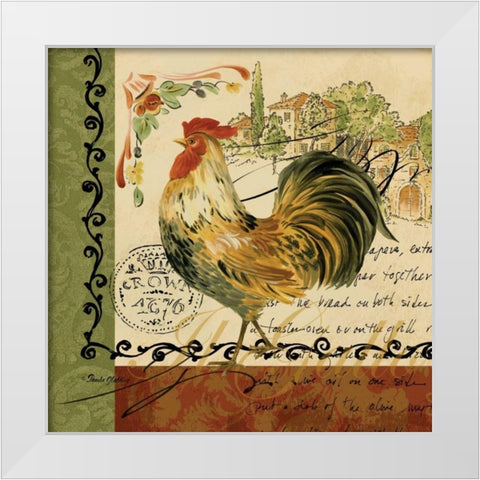 Viva Italia Roosters IV White Modern Wood Framed Art Print by Gladding, Pamela