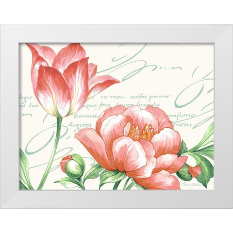 Pink Blossoms I White Modern Wood Framed Art Print by Gladding, Pamela