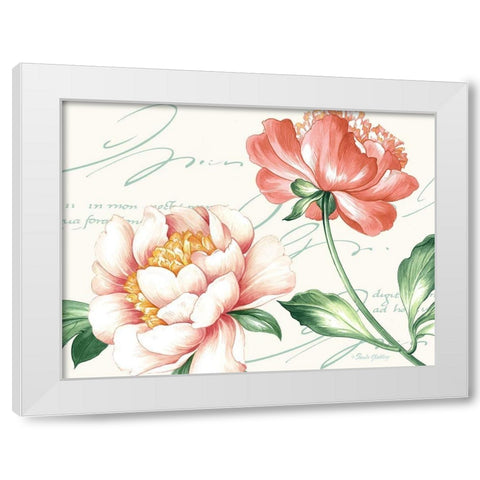 Pink Blossoms II White Modern Wood Framed Art Print by Gladding, Pamela