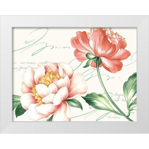 Pink Blossoms II White Modern Wood Framed Art Print by Gladding, Pamela