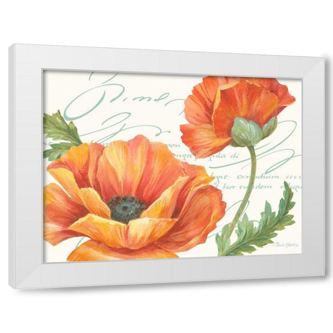 Orange Poppies II White Modern Wood Framed Art Print by Gladding, Pamela