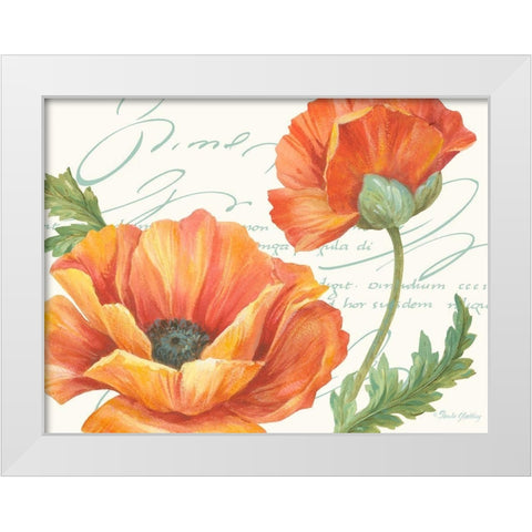 Orange Poppies II White Modern Wood Framed Art Print by Gladding, Pamela