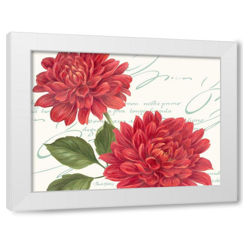 Red Dahlias White Modern Wood Framed Art Print by Gladding, Pamela