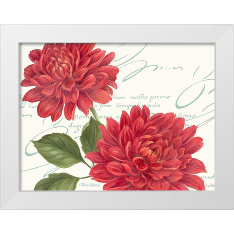 Red Dahlias White Modern Wood Framed Art Print by Gladding, Pamela