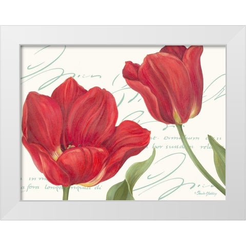 Red Tulips White Modern Wood Framed Art Print by Gladding, Pamela