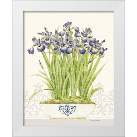Imperial Irises White Modern Wood Framed Art Print by Gladding, Pamela