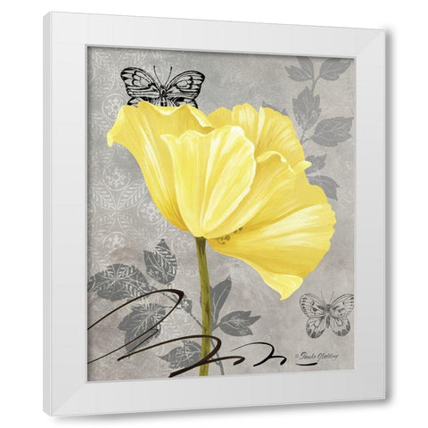 Gray and Yellow Poppies I White Modern Wood Framed Art Print by Gladding, Pamela