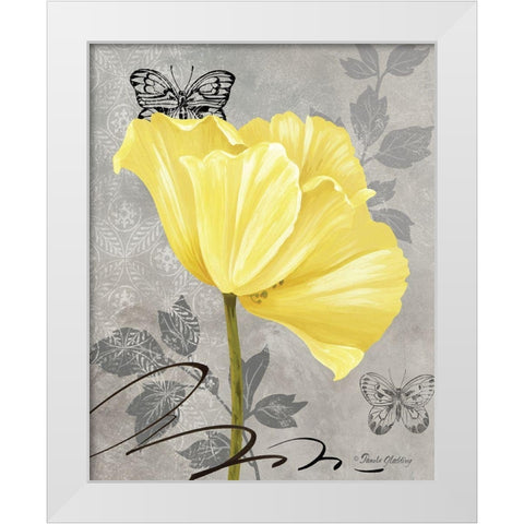 Gray and Yellow Poppies I White Modern Wood Framed Art Print by Gladding, Pamela