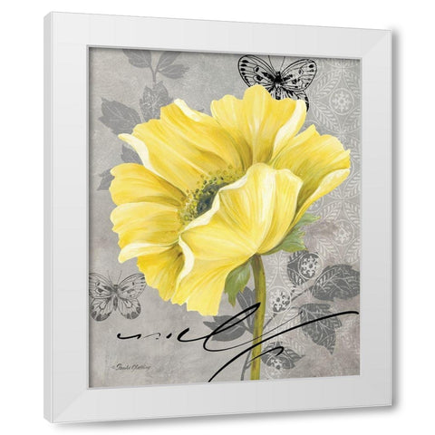 Gray and Yellow Poppies II White Modern Wood Framed Art Print by Gladding, Pamela