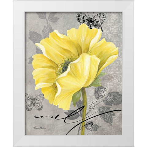 Gray and Yellow Poppies II White Modern Wood Framed Art Print by Gladding, Pamela