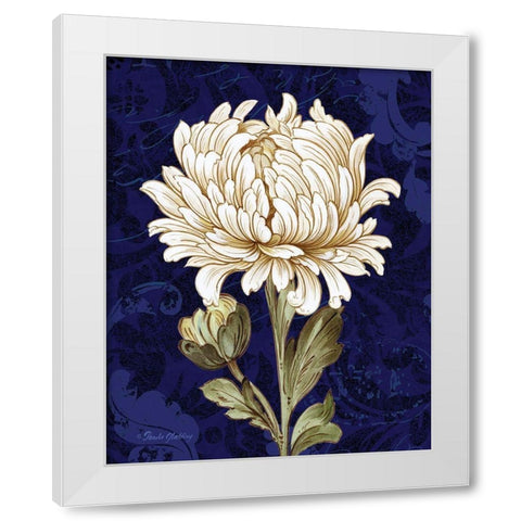 Damask Chrysanthemum White Modern Wood Framed Art Print by Gladding, Pamela