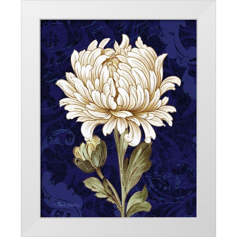 Damask Chrysanthemum White Modern Wood Framed Art Print by Gladding, Pamela