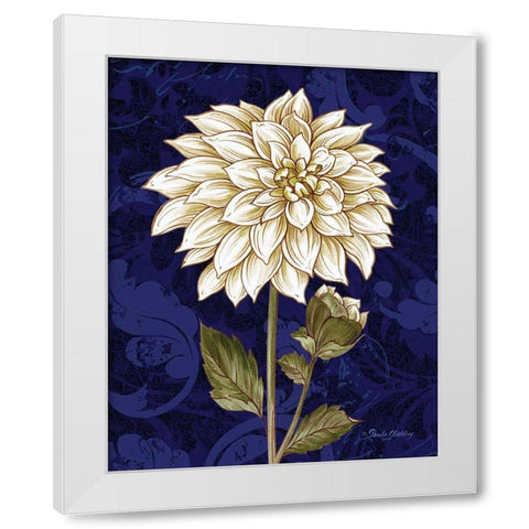 Damask Dahlia White Modern Wood Framed Art Print by Gladding, Pamela