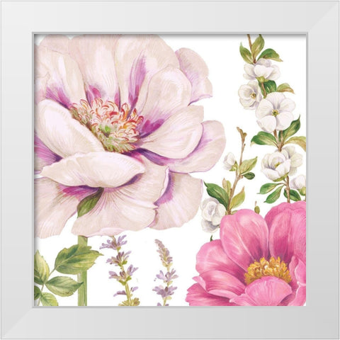 Garden Of Flowers I White Modern Wood Framed Art Print by Gladding, Pamela