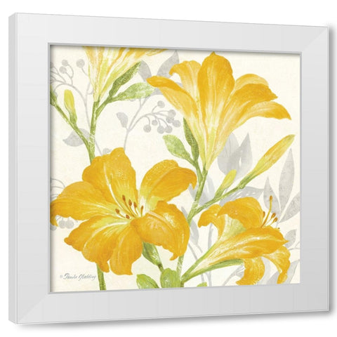 Day Lily Garden I White Modern Wood Framed Art Print by Gladding, Pamela