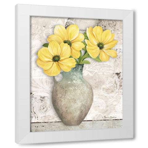Yellow Cosmos White Modern Wood Framed Art Print by Gladding, Pamela