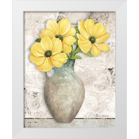 Yellow Cosmos White Modern Wood Framed Art Print by Gladding, Pamela