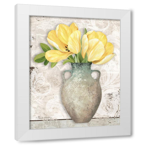 Yellow Tulips White Modern Wood Framed Art Print by Gladding, Pamela