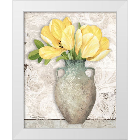 Yellow Tulips White Modern Wood Framed Art Print by Gladding, Pamela