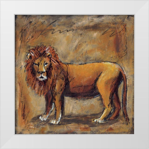 Safari Lion White Modern Wood Framed Art Print by Gamel, Tara